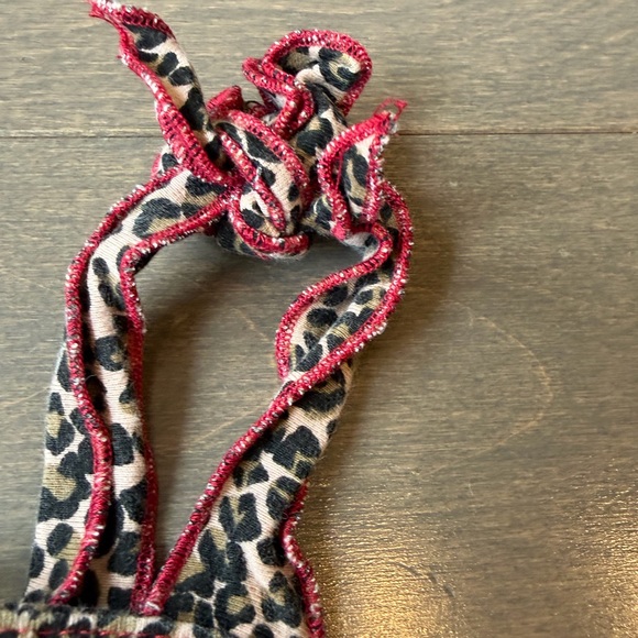 Kaos Blue Tank Dress with Red Tongue Graphic and Leopard Trim - Picture 4 of 12